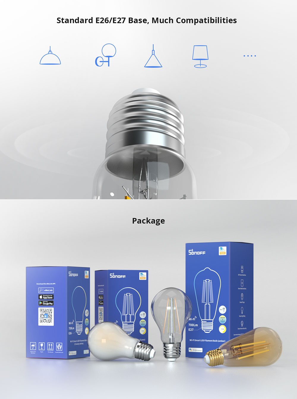 SONOFF B02-F viedā Wi-Fi LED kvēlspuldze