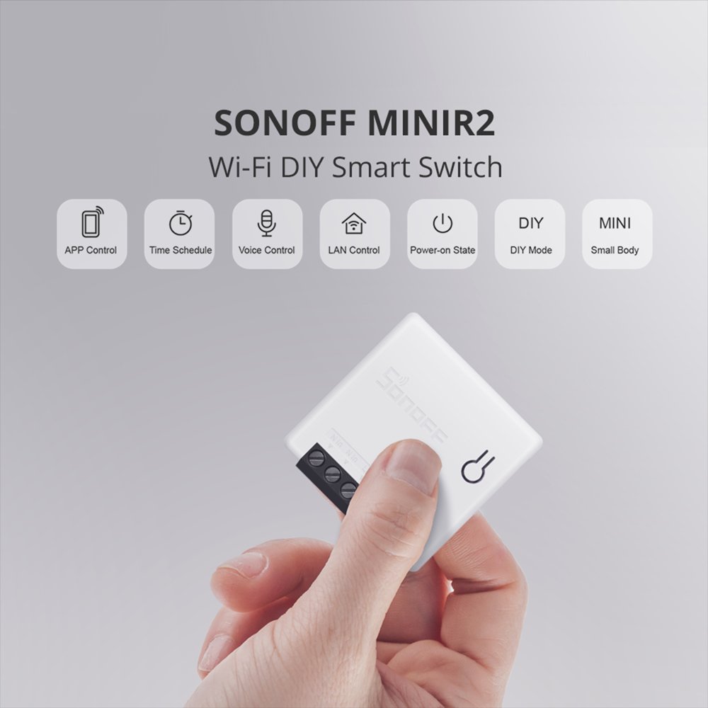 SONOFF MiniR2 - WiFi viedreleja slēdzis ar DIY režīmu (REST API)