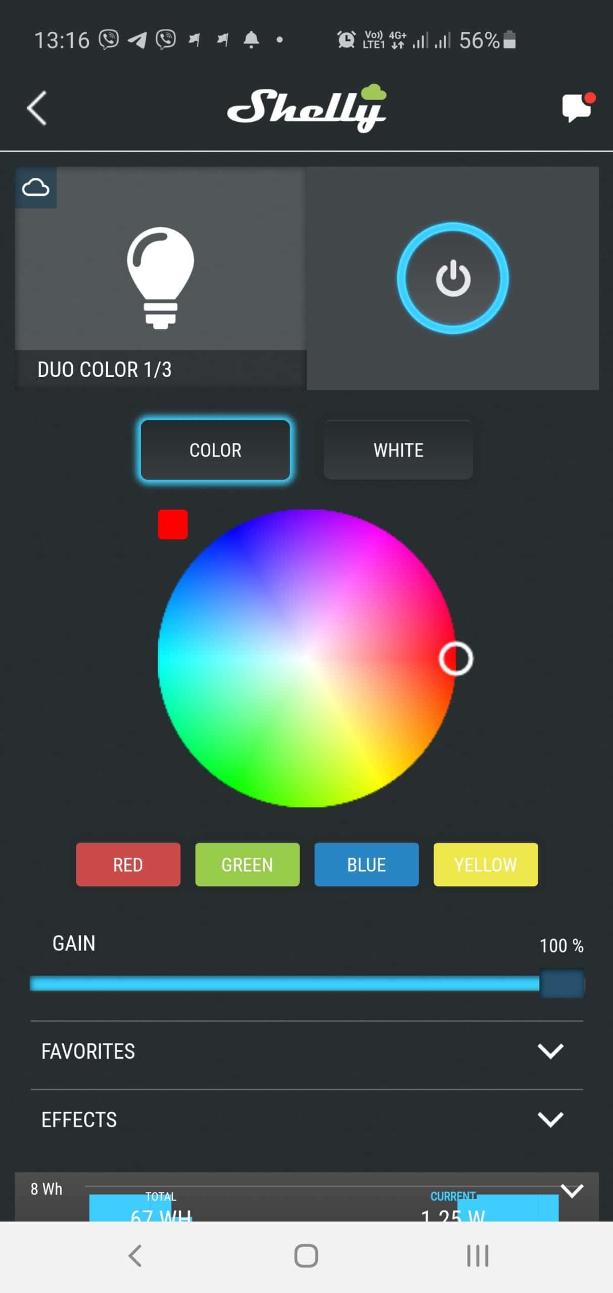 Shelly Duo RGBW (E27) viedā aptumšojama WiFi balta+krāsu spuldze