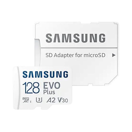 Atmiņas karte cSamsung EVO PLUS microSDXC 128GB UHS-I U3 A2 V30 Class 10 + adapteris SD