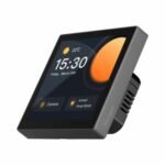 SONOFF NSPanel Pro viedā mājas vadības panelis (ar Zigbee un eWeLink-Remote Bluetooth hub funkcijām), ar dim grey rāmi.