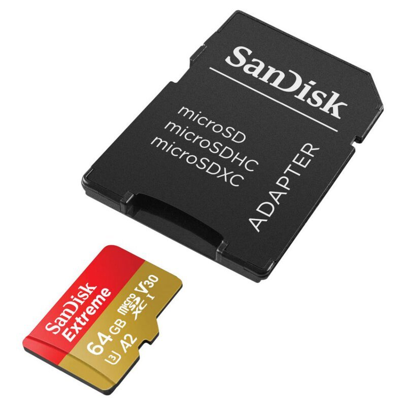 Atmiņās karte SanDisk microSD (microSDXC) 64GB Extreme 170/80MB/s UHS-I U3 V30 A2