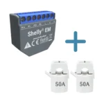 Shelly EM jaudas mērītājs + 2 gab. Shelly 50A strāvas transformators (komplektā)