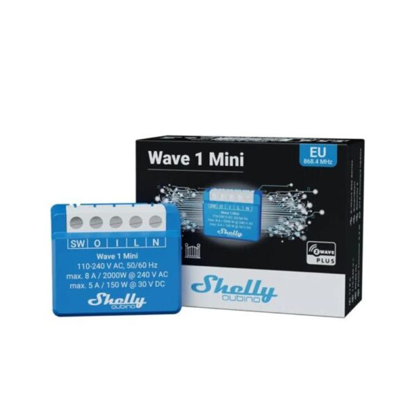 Shelly Qubino Wave 1 MINI viedais relejs ar 1 grupu, ar Z-Wave protokolu