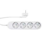 Shelly Power Strip 4 Gen4 – viedais pagarinātājs ar 4 rozetēm, jaudas mērītāju, Wi-Fi, Zigbee, Matter, balts