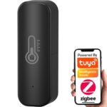 TUYA ZigBee temperatūras un mitruma sensors (melns, 2×AAA, ZigBee 3.0) T023C