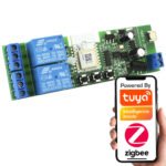 2 kanālu bezsprieguma ZigBee + RF Tuya viedais kontrolieris 5–32 V (DC/AC) T842