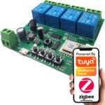 4 kanālu līdzstrāvas 5–32 V bezsprieguma ZigBee + RF 433 MHz kontrolieris (T844)