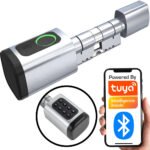 Viedās slēdzenes ieliktnis 60–90 mm (PIN/RFID/pirkstu nospiedums/Bluetooth) TUYA, sudraba