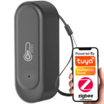 Ūdensizturīgs temperatūras un mitruma sensors, melns, IP65, ZigBee, TUYA