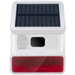 Āra stroboskopiskā sirēna ar PIR sensoru, saules barošana, RF 433MHz (IP65, >100 dB)