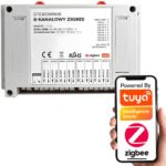 8 kanālu 8x10A bezsprieguma ZigBee TUYA kontrolieris (DIN sliede)
