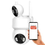 Divkārša USB PTZ 2MP WiFi ONVIF TUYA āra rotējoša kamera (IP66)