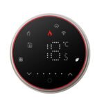 Viedais apaļais LED termostats 80 mm, melns, Wi‑Fi (TUYA) 5A — TR083C - Image 3