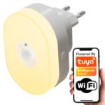 PIR sensora viedā RGBCCT naktslampiņa 230 V WiFi kontaktligzdai TUYA
