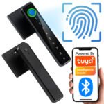 Viedā durvju roktura slēdzene (kvadrātveida) ar pirkstu nospiedumu un PIN | Bluetooth | TUYA | T193