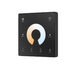Tālvadības pults CCT LED panelis, plāns, melns, pie sienas stiprināms, 4 zonu LED RF 2,4 GHz (SD sērija)