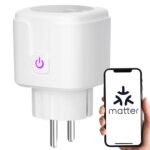 Viedā kontaktligzda 16A Matter Wi‑Fi (Apple HomeKit, Google Home, Alexa)