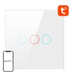 Viedais gaismas slēdzis WiFi Avatto TS02-EU-W3 (3 pogas, 3 virzienu, TUYA, balts)