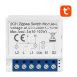 Viedā slēdža modulis ZigBee Avatto LZWSM16-W2 (2 kanāli, bez neitrāla vada) TUYA
