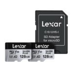 Lexar Silver Plus microSDXC 2x128GB atmiņas karšu komplekts + SD adapteris (UHS-I, U3, A2)