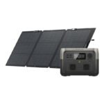 Komplekts: EcoFlow RIVER 2 Max portatīvā elektrostacija (512 Wh, 500 W) + EcoFlow 160 W salokāms saules panelis