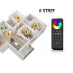 Tālvadības pults 8 zonu RGB/RGBW LED kontrolierim (SD sērija), RF 2,4 GHz - Image 2