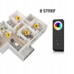 Tālvadības pults 8 zonu RGB+CCT LED kontrolierim (SD sērija), 2.4GHz RF - Image 2