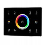 Sienas panelis RF tālvadības pults RGB+CCT kontrolierim (SD sērija), 4 zonas, 230V, melns