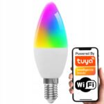 E14 RGB + CCT WiFi TUYA viedā spuldze (5W, 3000K–6000K)