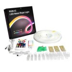 Neona RGBIC LED lente 3m (12W, 5V, IP67) ar Wi‑Fi TUYA kontrolieri un pulti