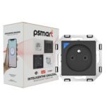PSMART RM viedā Wi‑Fi kontaktligzda ar enerģijas mērījumu (melna, bez rāmja) TUYA