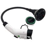 Elektroauto kabeļa adapteris Duosida 1. tips (sieviešu) – 2. tips (vīriešu), 32A, 0.3 m