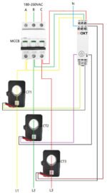 OXT Smart 3‑fāžu divvirzienu elektroenerģijas skaitītājs DIN ar strāvas transformatoriem 3×100A, Wi‑Fi (Tuya/Smart Life) - Image 5
