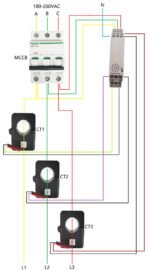 OXT Smart enerģijas skaitītājs 3 fāžu DIN (3x100A) ar strāvas transformatoriem, ZigBee Tuya - Image 5