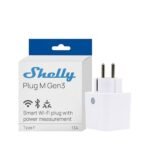 Shelly Plug M Gen3 – Wi‑Fi + Bluetooth, Matter viedā rozete ar enerģijas monitoringu (balta)