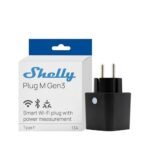 Shelly Plug M Gen3 – Wi‑Fi + Bluetooth viedā rozete ar enerģijas monitoringu (Matter), melna