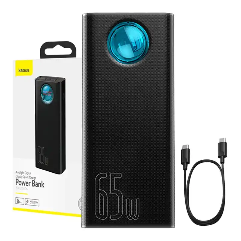 26447_1.webp Powerbank Baseus Amblight 30000mAh, 4xUSB, USB-C, 65W (black) - Image 1