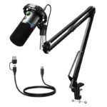 Maono PD200XS Dynamic Microphone (Black) – USB-C & XLR, RGB, Cardioid