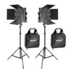 Neewer 660 Bi-Color LED studijas apgaismojuma komplekts (2x 40W, 3200–5600K) ar statīviem un barn doors
