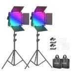 Neewer 660 PRO RGB LED studijas komplekts (2x 50W 3200–5600K) ar statīviem, vārtiņiem un difuzoriem
