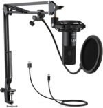 Fifine T669 USB kondensatora studijas mikrofons (melns) – komplekts ar statīva roku - Image 2