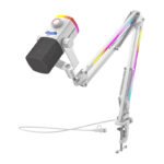 Fifine AM8proTW dinamiskais mikrofons ar RGB boom arm (balts) – USB-C/USB-A & XLR - Image 2