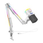 Fifine AM8proTW dinamiskais mikrofons ar RGB boom arm (balts) – USB-C/USB-A & XLR - Image 3