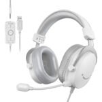 FIFINE H9W Gaming Headset (White) – 7.1 Surround, USB-A & 3.5mm, Detachable Mic