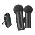 Fifine M8 bezvadu piespraužamo (lavalier) mikrofonu komplekts 2 gab. (melns) USB‑C - Image 2