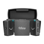 Fifine M9 bezvadu piespraužamo (lavalier) mikrofonu komplekts, melns (2x TX + RX + uzlādes futrālis) - Image 2