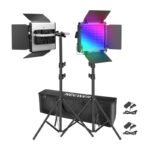 Neewer 2×660 PRO II RGB LED apgaismojuma komplekts ar statīviem (92–200 cm)