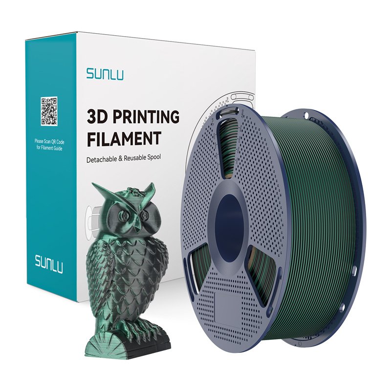 58121_1.jpg Sunlu PLA+ Silk Dual Color Filament (Black and Green) - Image 1