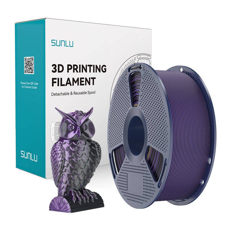 58122_1.jpg Sunlu PLA+ Silk Dual Color Filament (Black and Purple) - Image 1
